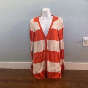 Anthropology orange and cream sweater size small. In good condition.